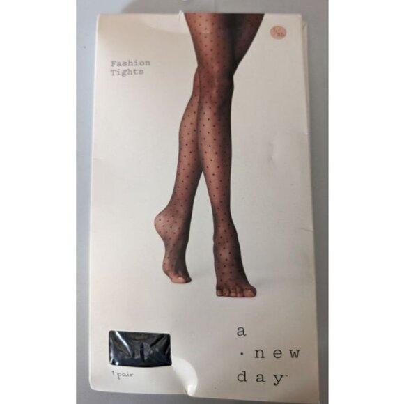 A New Day Women's Polka Dot Sheer Tights Black Size L/XL - Picture 2 of 6